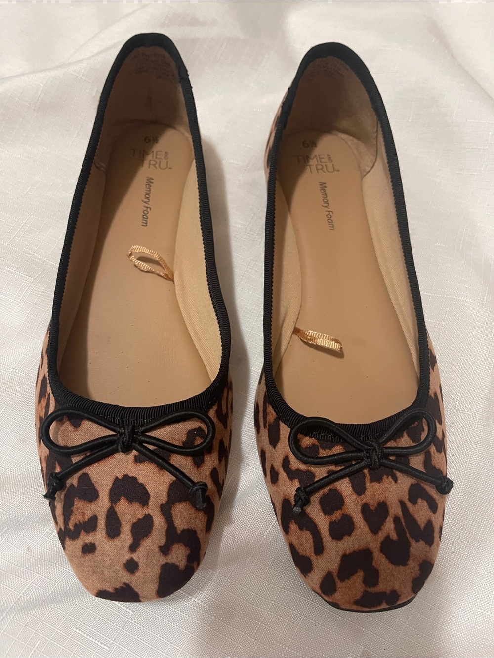 Time and Tru Leopard Print Ballet Flats in Brown and Black